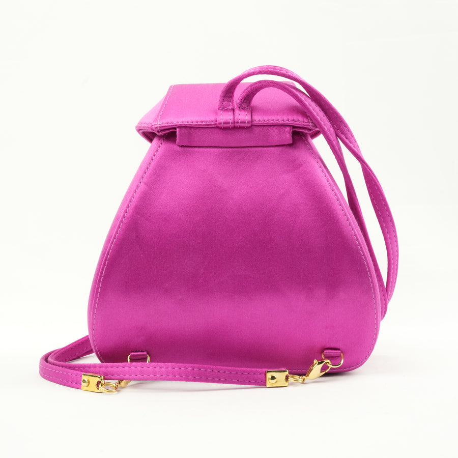 GUCCI Satin Mini Rucksack With Clasp Closure Shoulder Bag