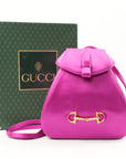 GUCCI Satin Mini Rucksack With Clasp Closure Shoulder Bag