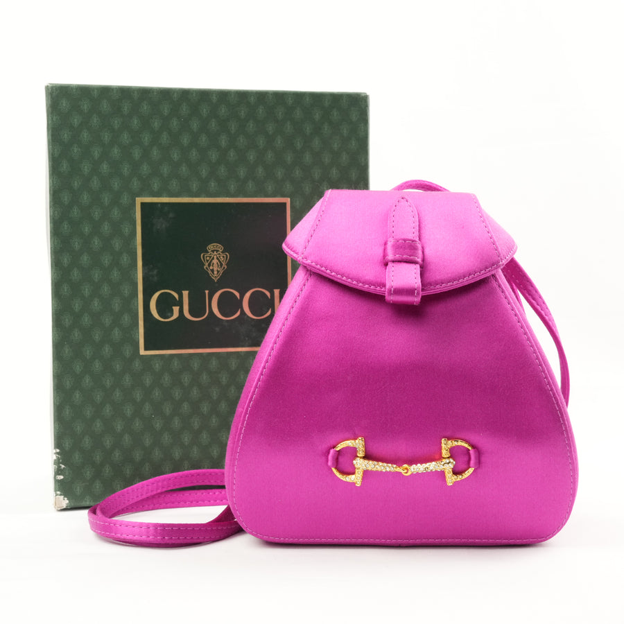 GUCCI Satin Mini Rucksack With Clasp Closure Shoulder Bag