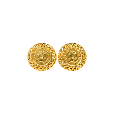 CHANEL Gold Button Earrings