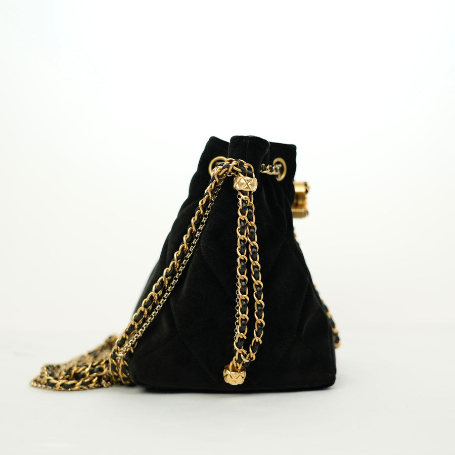 CHANEL Velvet Bucket Shoulder Bag