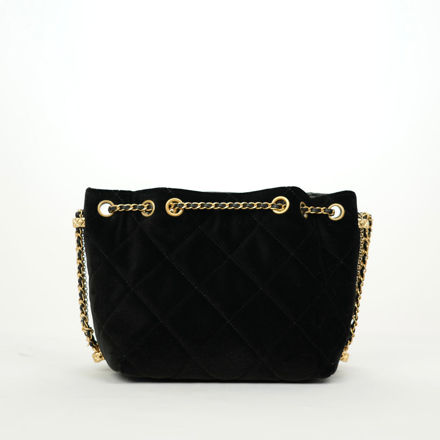 CHANEL Velvet Bucket Shoulder Bag