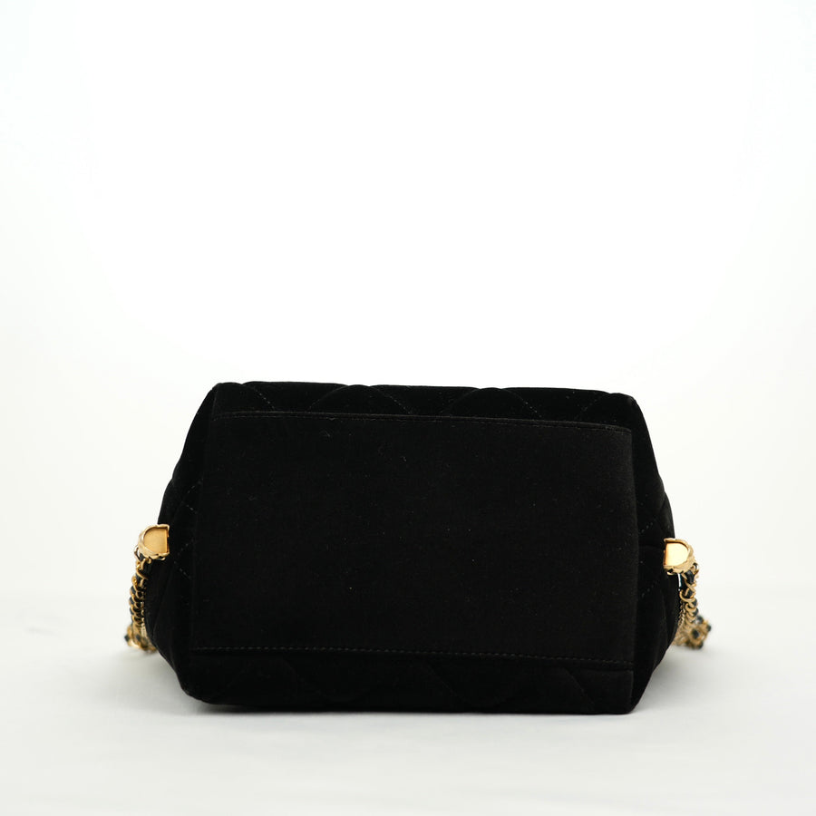 CHANEL Velvet Bucket Shoulder Bag