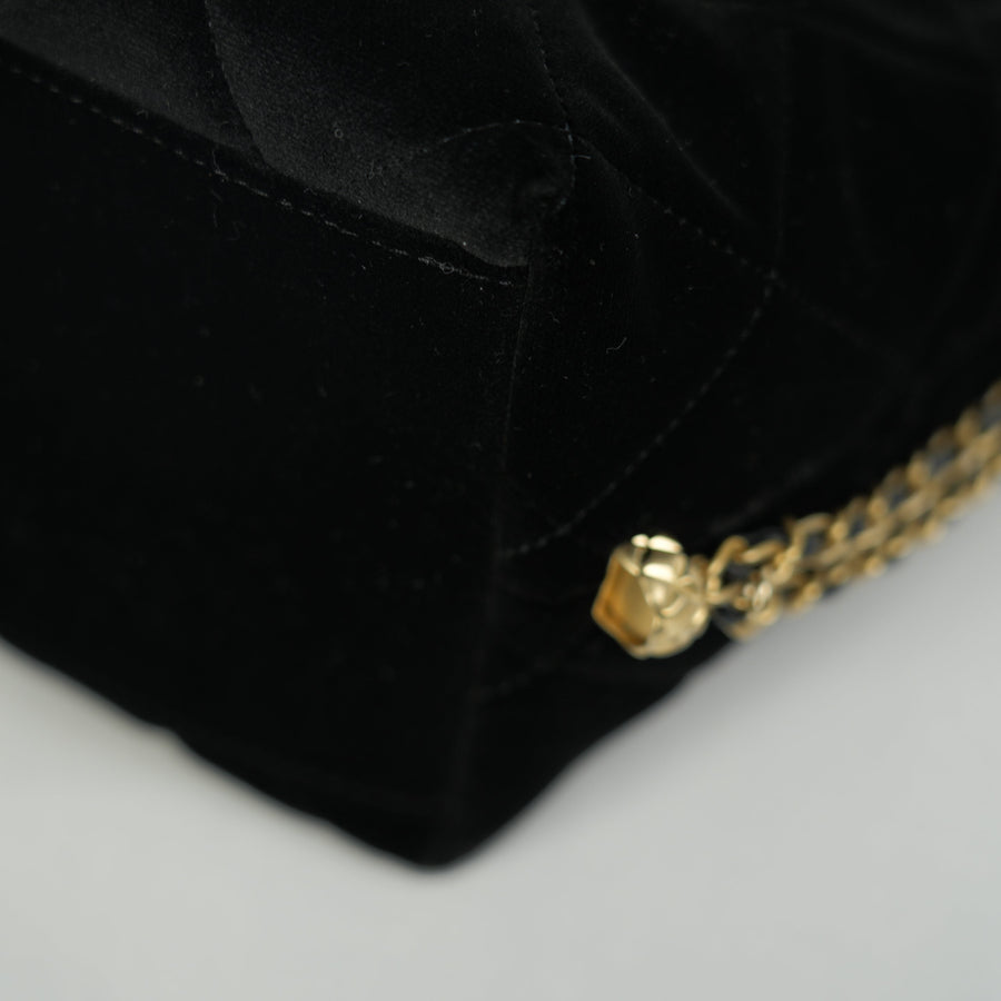 CHANEL Velvet Bucket Shoulder Bag