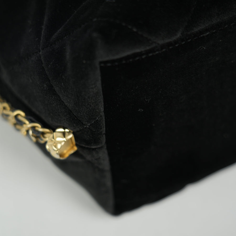 CHANEL Velvet Bucket Shoulder Bag
