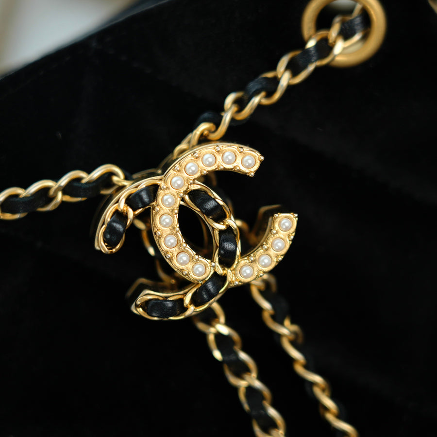 CHANEL Velvet Bucket Shoulder Bag