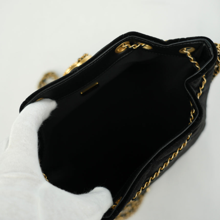 CHANEL Velvet Bucket Shoulder Bag
