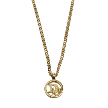 CHRISTIAN DIOR Logo Necklace Round Circle Pendant