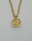 CHRISTIAN DIOR Logo Necklace Round Circle Pendant