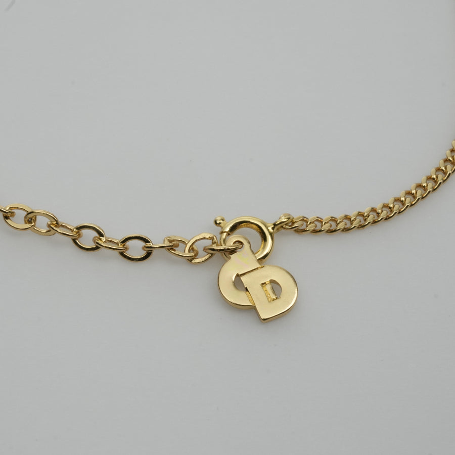 CHRISTIAN DIOR Logo Necklace Round Circle Pendant