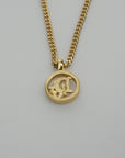 CHRISTIAN DIOR Logo Necklace Round Circle Pendant