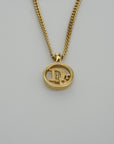 CHRISTIAN DIOR Logo Necklace Round Circle Pendant