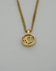 CHRISTIAN DIOR Logo Necklace Round Circle Pendant