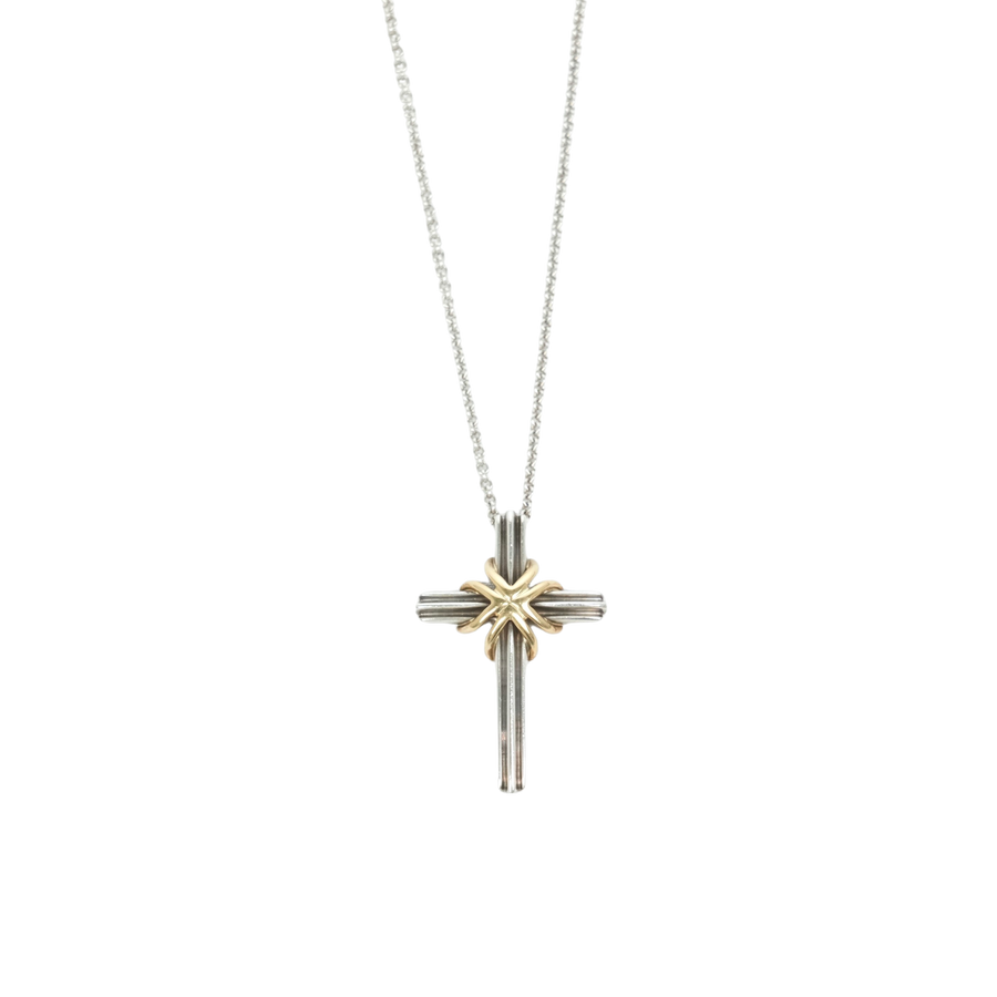 TIFFANY & CO. SV925 K18YG Signature Cross Necklace