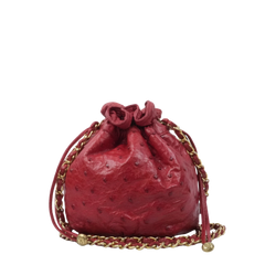 CHANEL 1986-1988 Drawstring Chain Ostrich Shoulder Bag