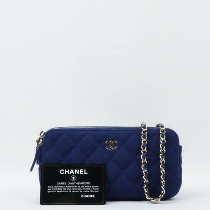 CHANEL Cotton Jersey Matelassé Chain Wallet/Mini Shoulder Bag 2Way