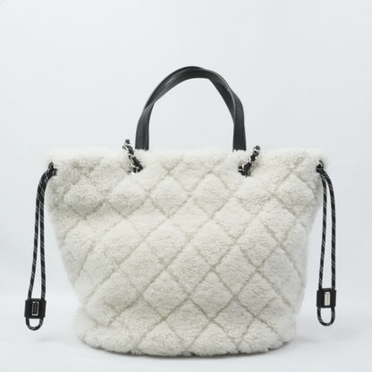 CHANEL Coco Neige Matelassé Drawstring Handbag/Shoulder Bag 2Way