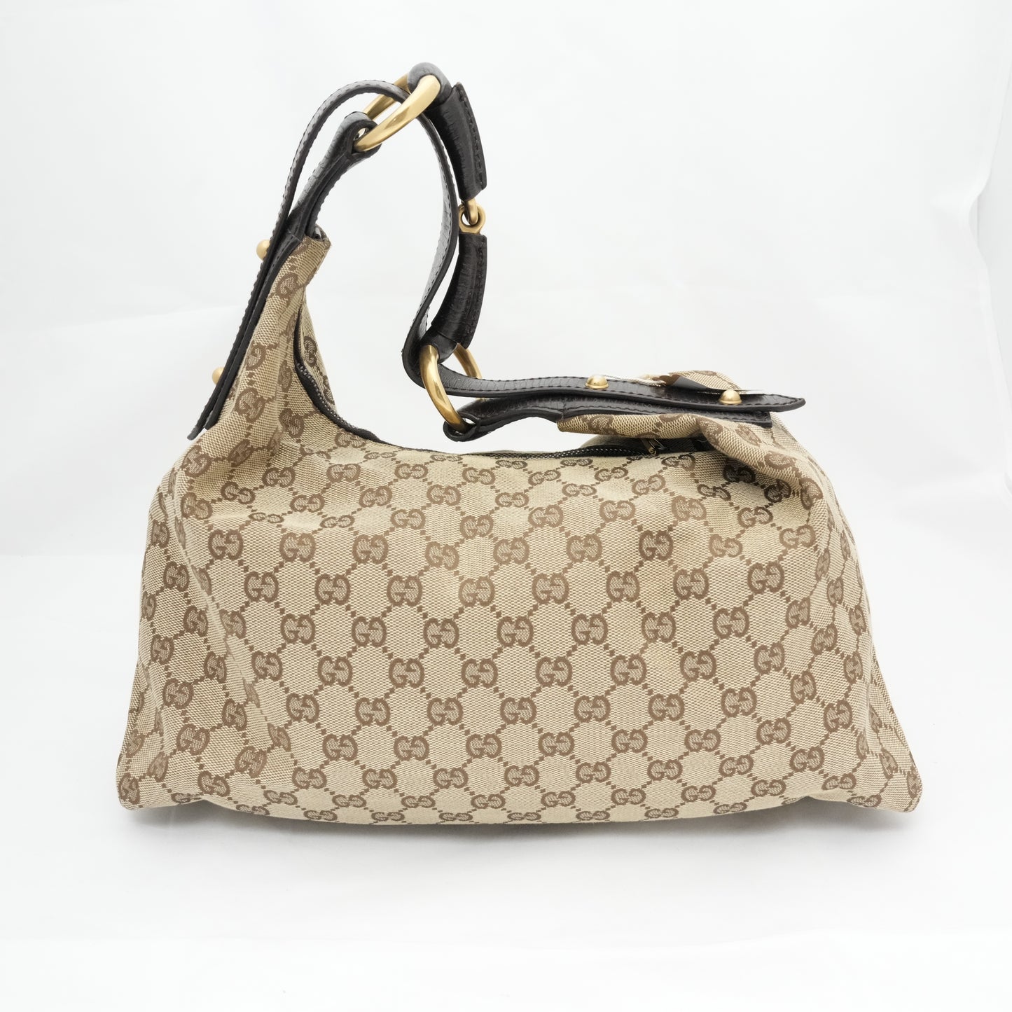 GUCCI  Canvas Leather Brown With Gold Hardware  Shoulder Bag