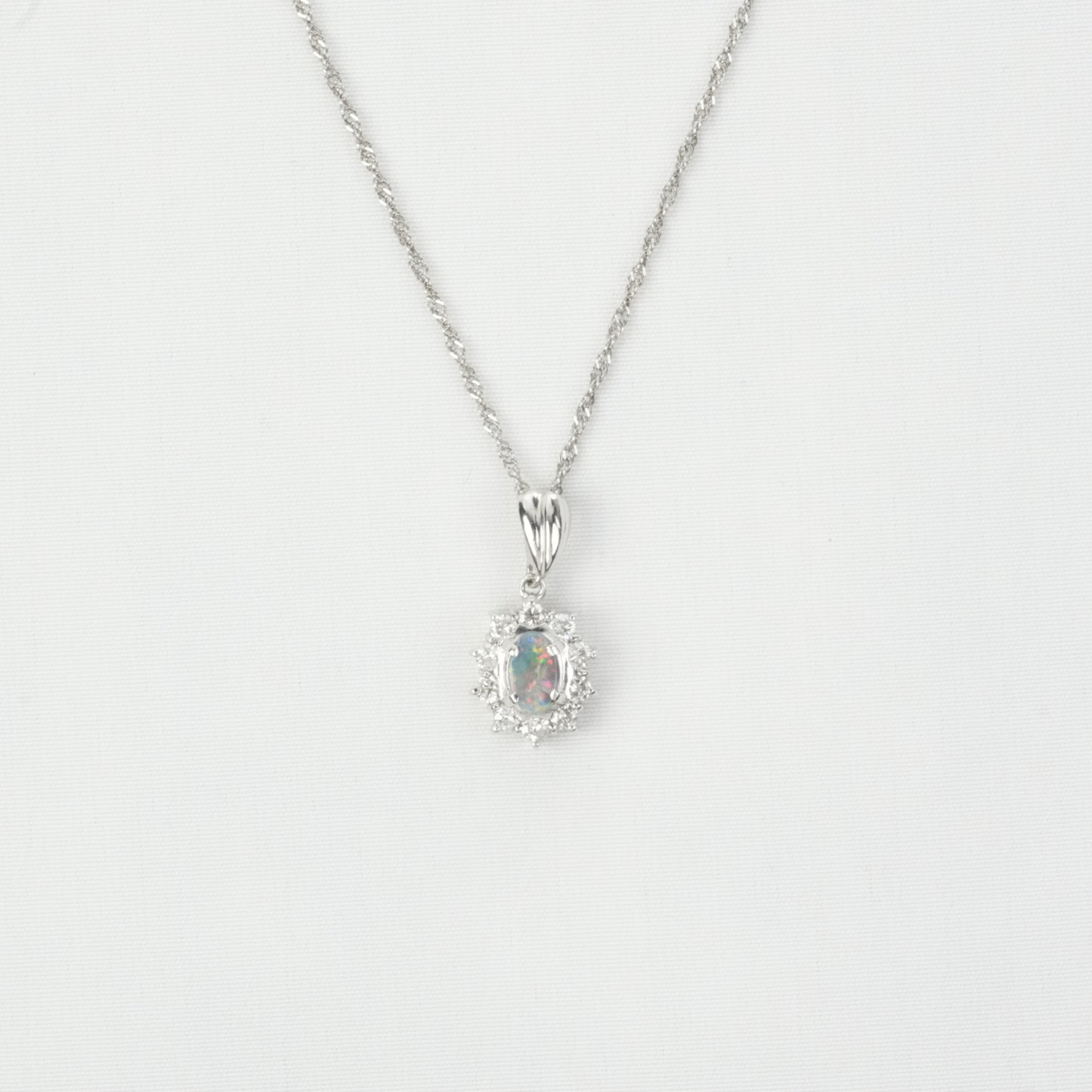 Opal Gemstone with Diamond Necklace