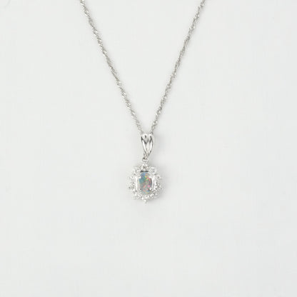 Opal Gemstone with Diamond Necklace