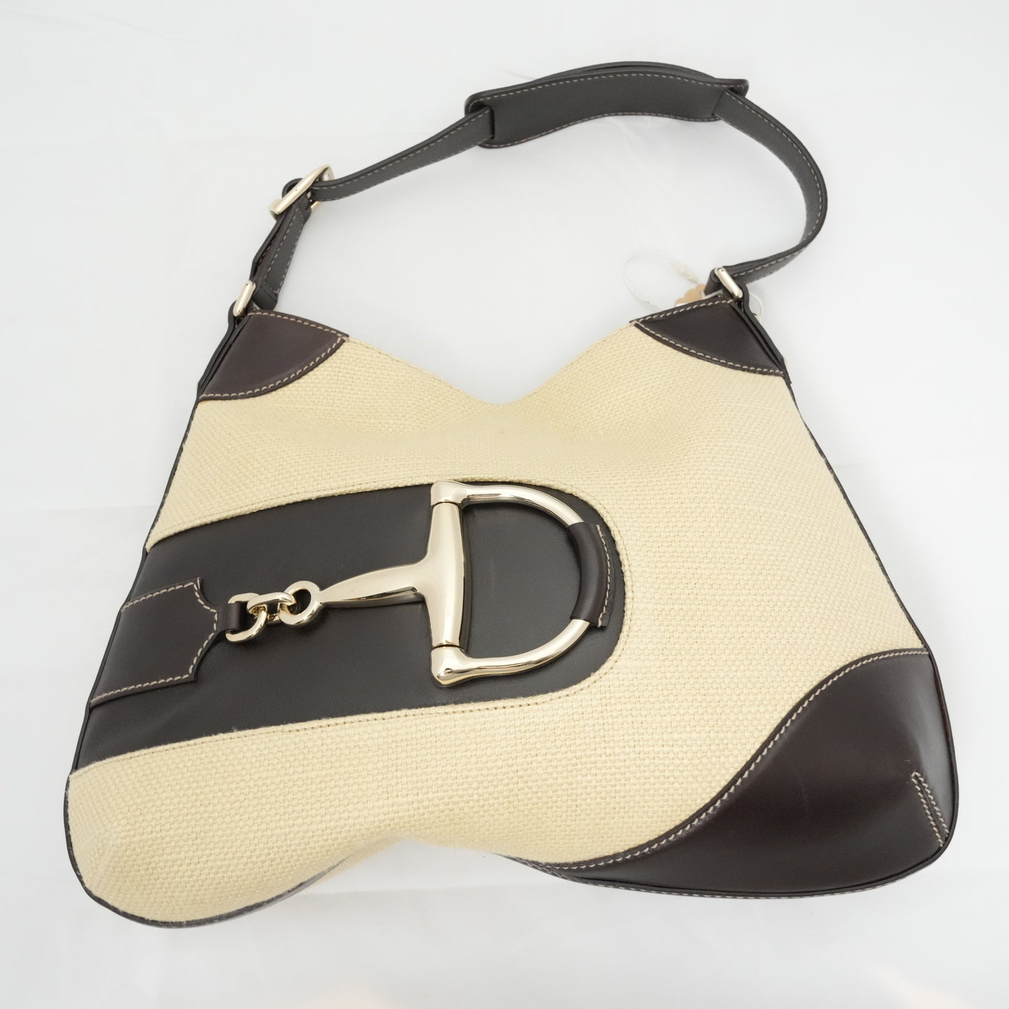 GUCCI Horsebit Hobo Straw Handbag/Shoulder Bag