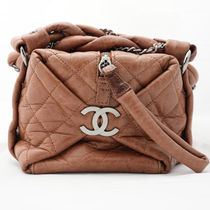 CHANEL 2005-2006 Brown/Silver Matelassé  Handbag