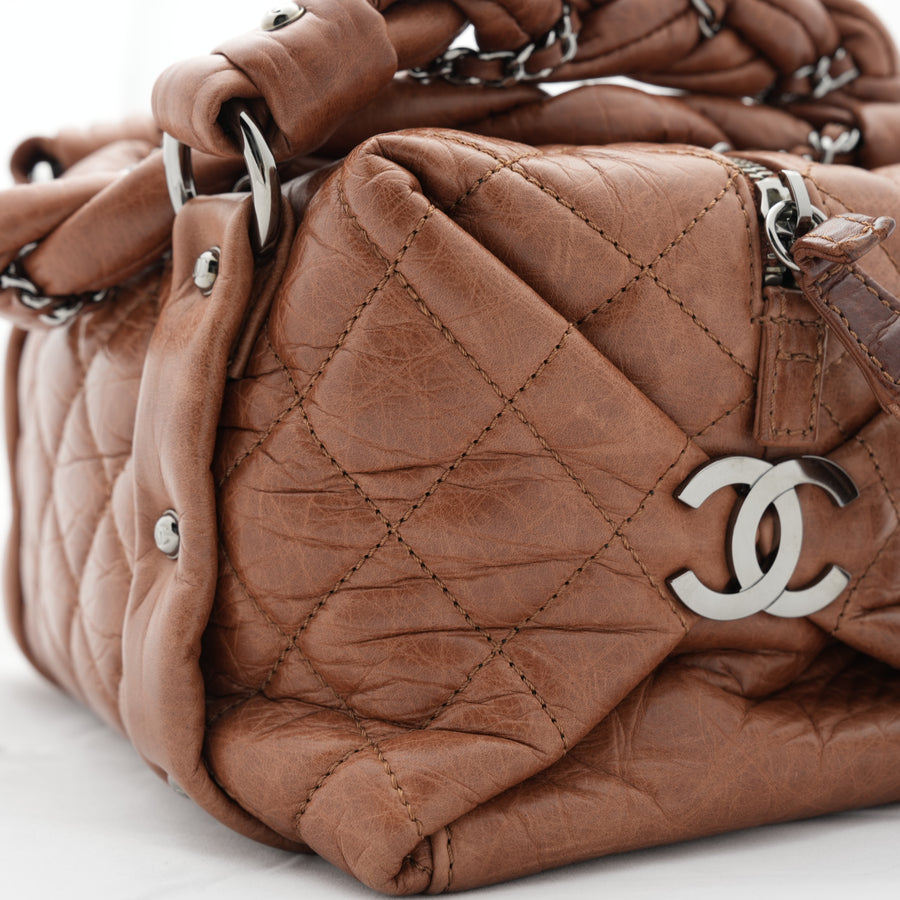 CHANEL 2005-2006 Brown/Silver Matelassé  Handbag