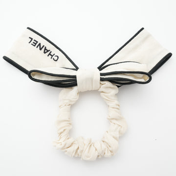 CHANEL Silk Ivory Black Scrunchie