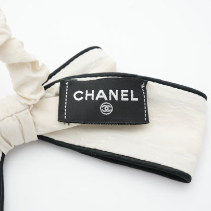 CHANEL Silk Ivory Black Scrunchie