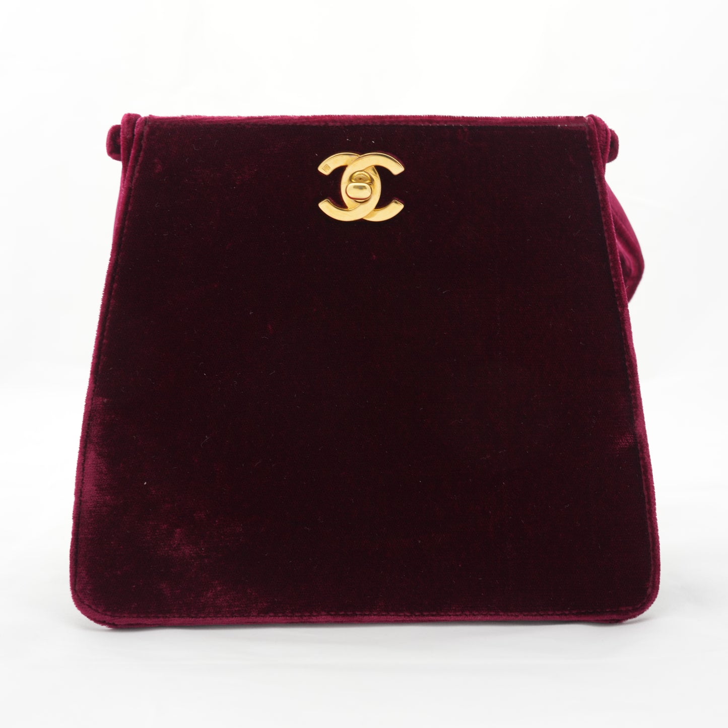 CHANEL 1996-1997 W Face Velour Mini  Velour Bordeaux Gold  Handbag