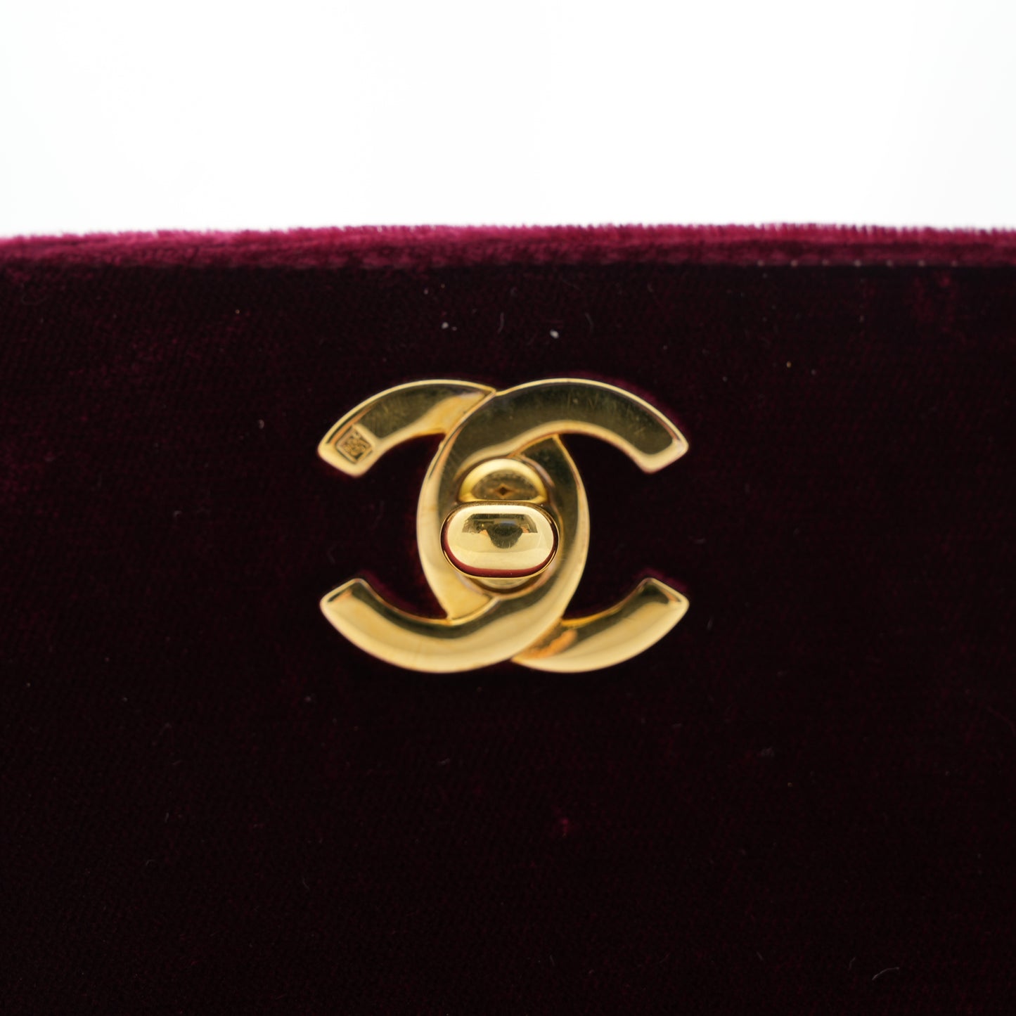 CHANEL 1996-1997 W Face Velour Mini  Velour Bordeaux Gold  Handbag