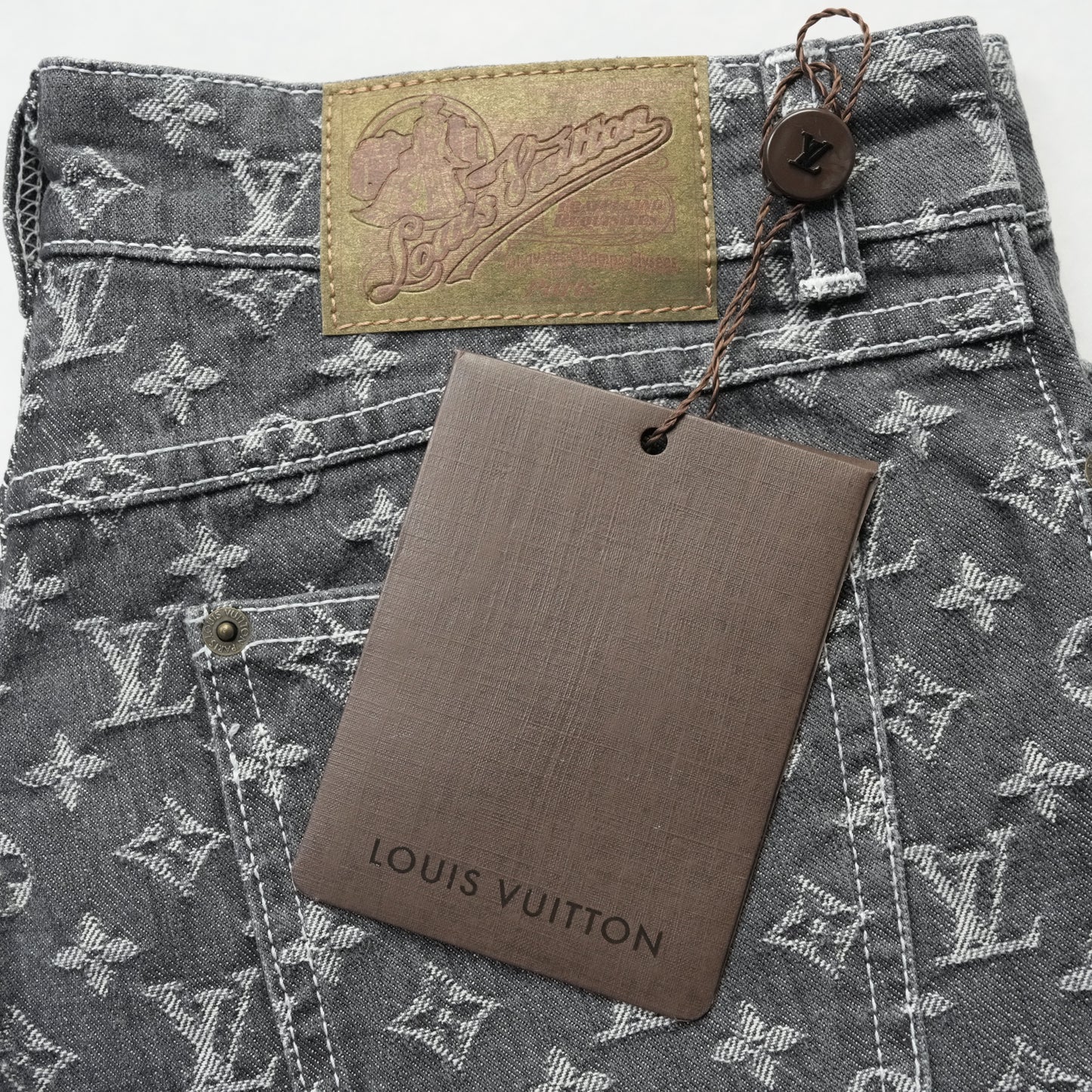 LOUIS VUITTON Monogram Denim Tagged Pants