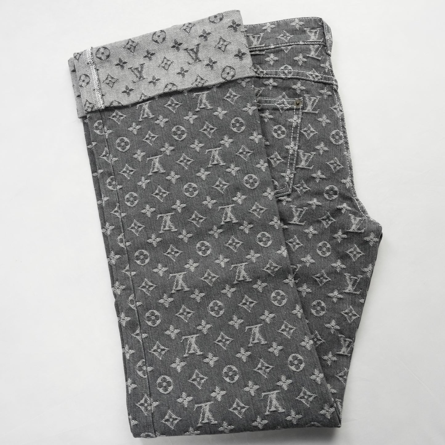 LOUIS VUITTON Monogram Denim Tagged Pants