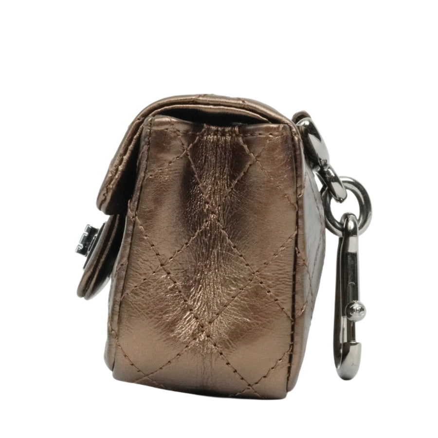 CHANEL 2008-2009 2.55 Matelassé Chain Double Flap Shoulder Bag with Pouch