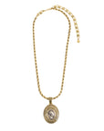 Vintage-Style Face Motif Rhinestone Necklace(Gold-Plated Brass)