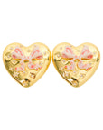 Vintage-Style Heart & Ribbon Motif Rhinestone Earrings