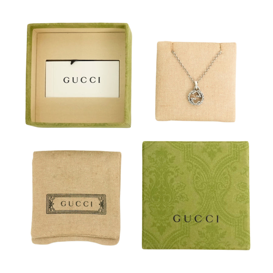 GUCCI SV925 Arabesque Interlocking GG Logo Necklace