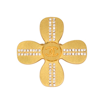 CHANEL Coco Mark Clover Rhinestone Brooch