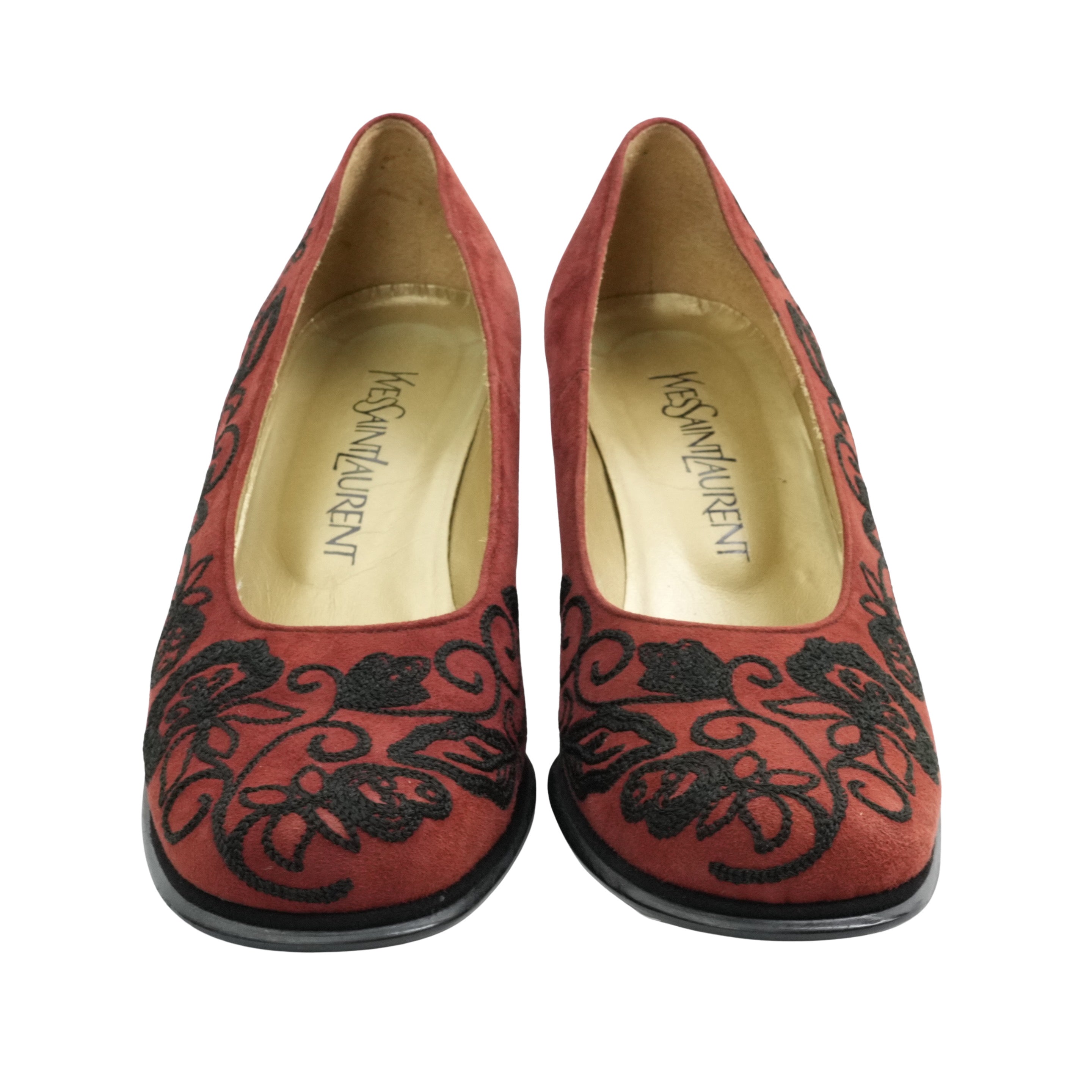 【関税&送料込】Saint Laurent Aimee Decollete SAINT LAURENT Aimee leather-trimmed satin pumps | NET-A-PORTER
