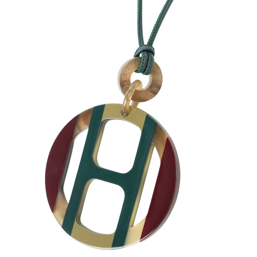 HERMES H Equip Buffalo Horn Lacquer Necklace