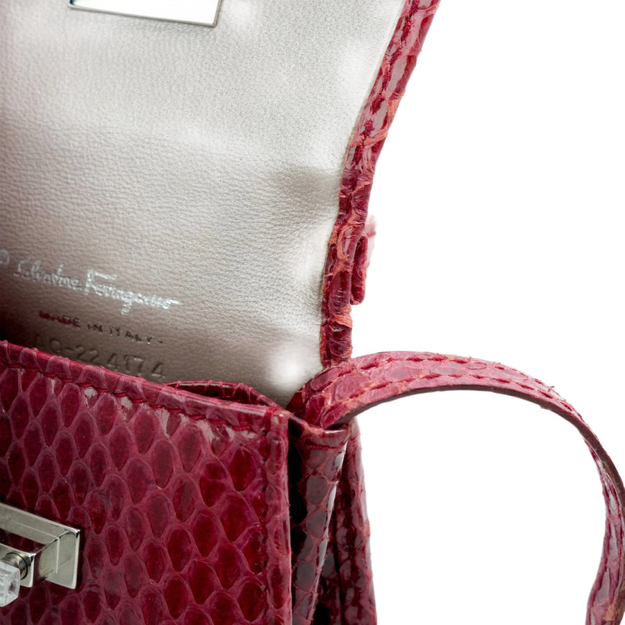 SALVATORE FERRAGAMO Ultra Rare Lizard Leather Parent-Child Bag Handbag