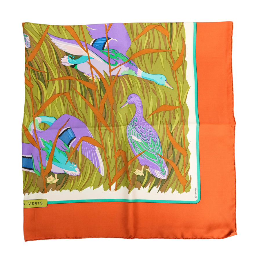 HERMES Carre 90 “Cols Verts” Mallard Scarf