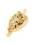 Vintage-Style Leaf Motif Rhinestone Brooch(Gold-Plated Brass)