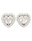 Vintage-Style Heart Rhinestone Earrings(Rhodium-Plated Brass)