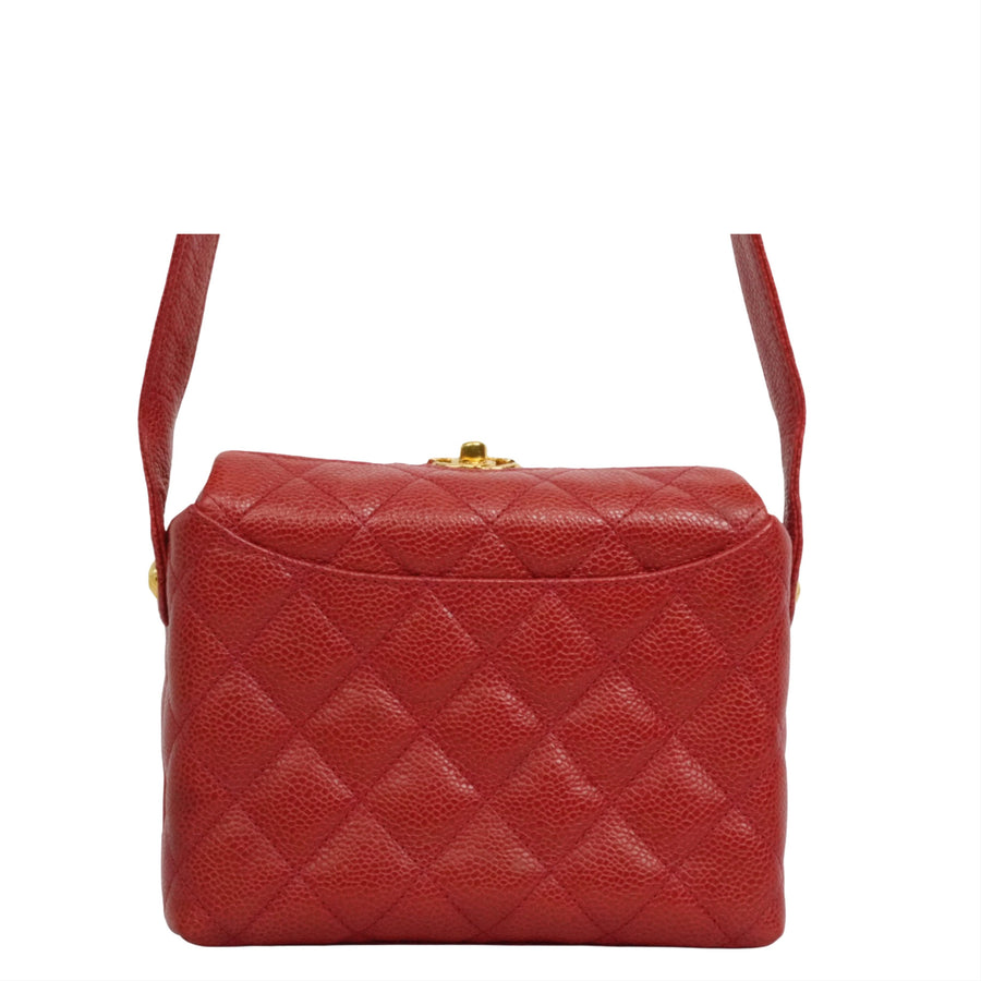 CHANEL 1991–1994 Matelassé Coco Mark Caviar Skin Shoulder Bag