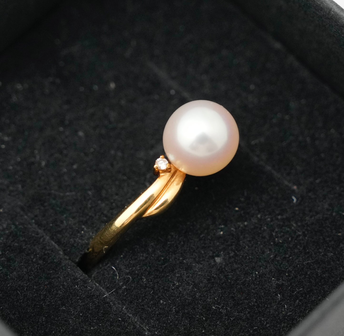 TASAKI K18 Pearl 7.70mm (Side Stones: Diamond 0.01) 2.8g  Ring