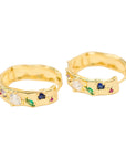Vintage-Style Multicolor Stone Hoop Earrings