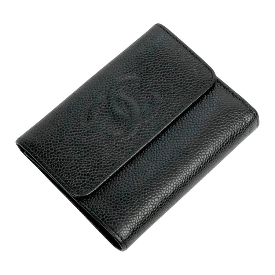 CHANEL 2003–2004 Caviar Leather Tri-Fold Wallet