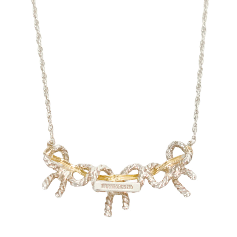 TIFFANY & CO. SV925 K18YG Triple Ribbon Necklace