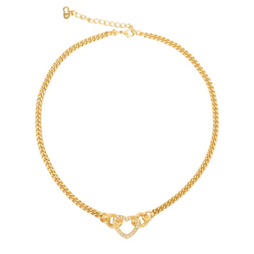 CHRISTIAN DIOR Heart Rhinestone Necklace